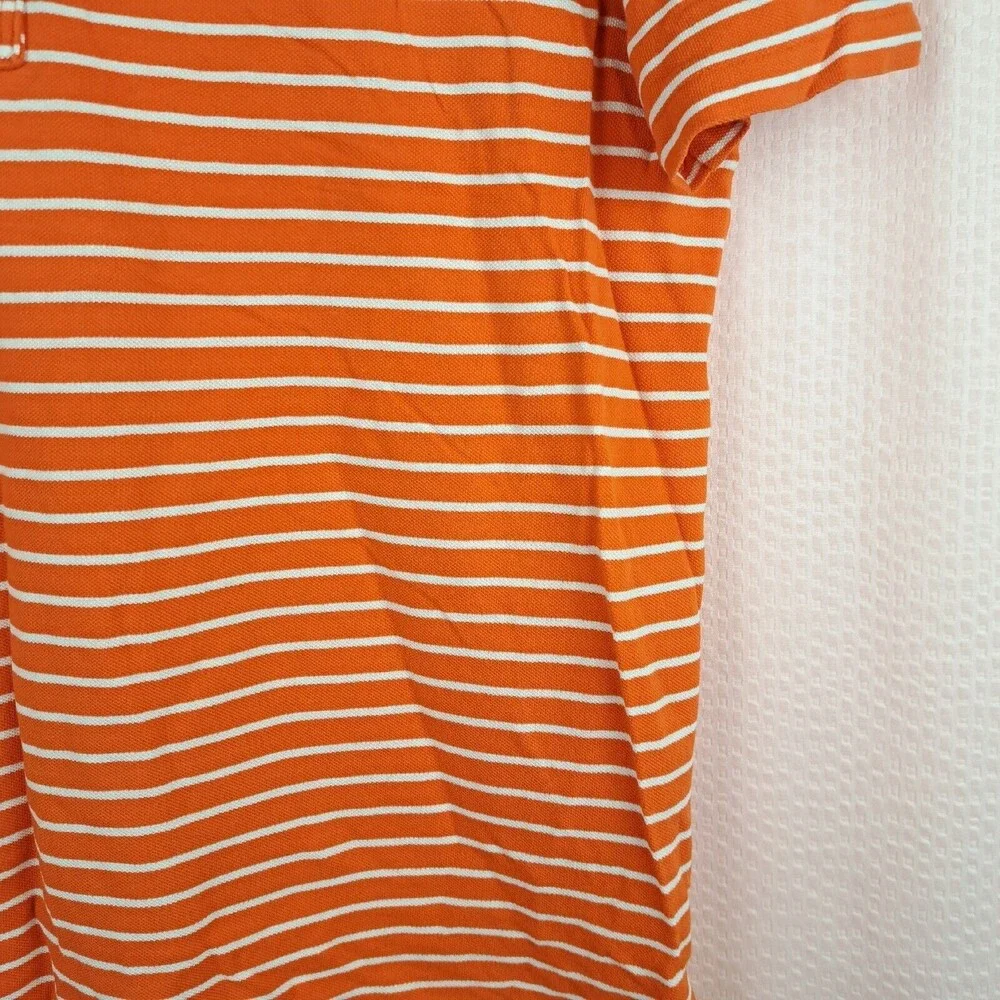 Polo Ralph Lauren Shirt Men's M Orange Striped Featherweight Mesh Short Sleeve
